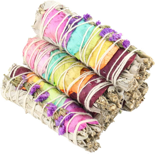 4 Inch Floral White Sage Bundle - Soulful Spirits